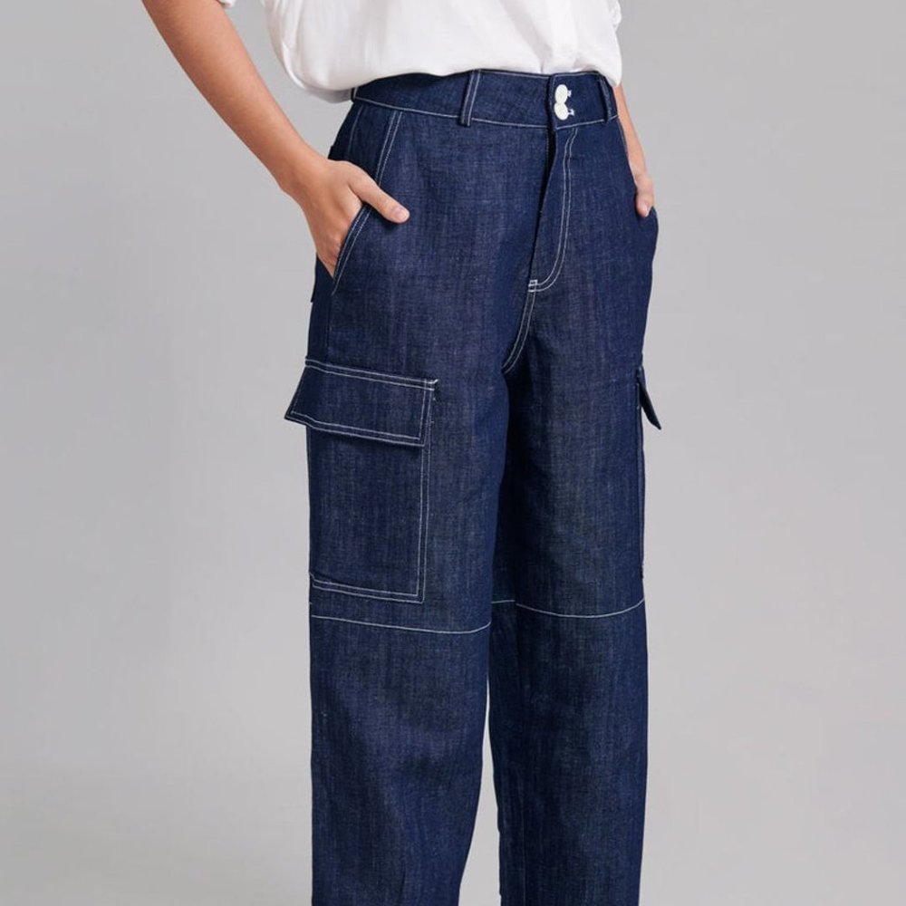 The Frankie Shop Lomi Cargo Denim Pants (Navy) Si… Gem